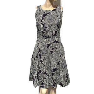 Banana Republic Factory Women’s Paisley Dress Fit & Flare Size 4 Dark Purple NWT